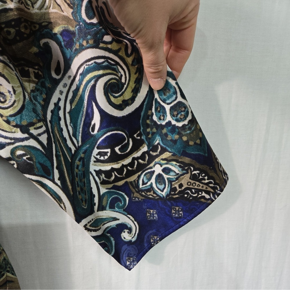 Chico's Women's 3 (XL) Komono Blouse V Neck Top Paisley 3/4 Sleeves Flowy - Picture 5 of 8
